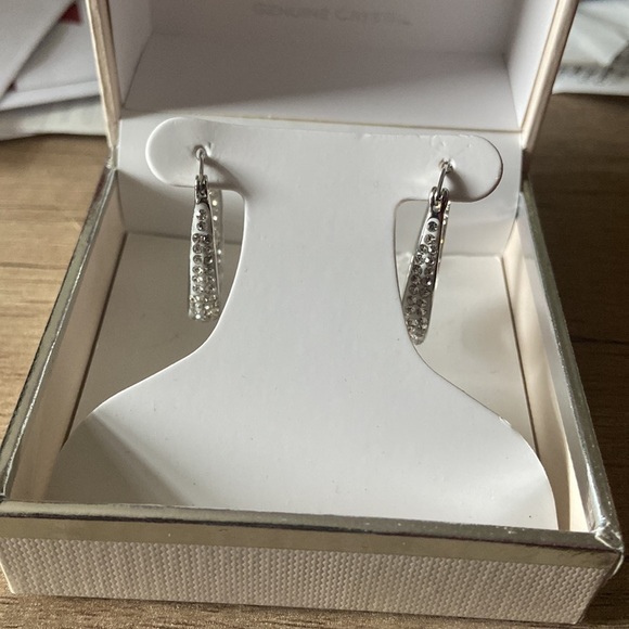 Nwt Chrystina Crystal Hoop Earrings silver - Picture 3 of 4